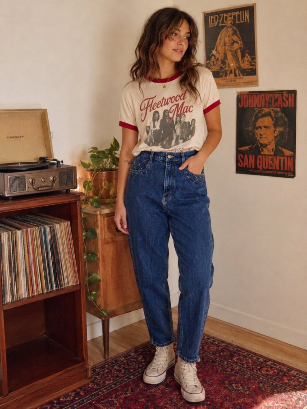 Vintage High Rise Tapered Jeans | Studded Pocket Denim | Classic 90s Mom Jeans